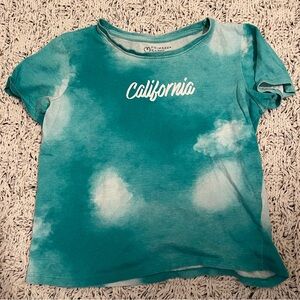 Primark Teal and White 'California' Tie-Dye Tee